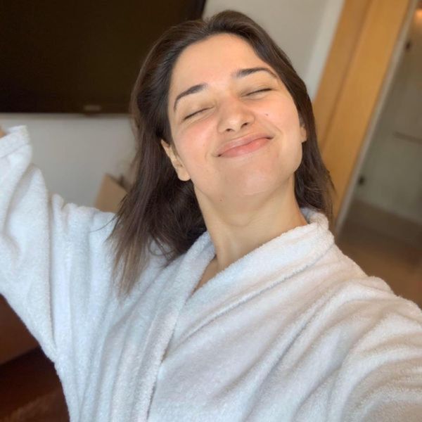 Tamannaah Bhatia in bathrobe