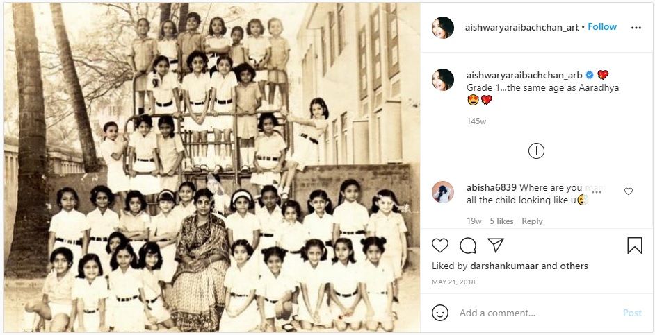 Aishwarya Rai Childhood School Photo