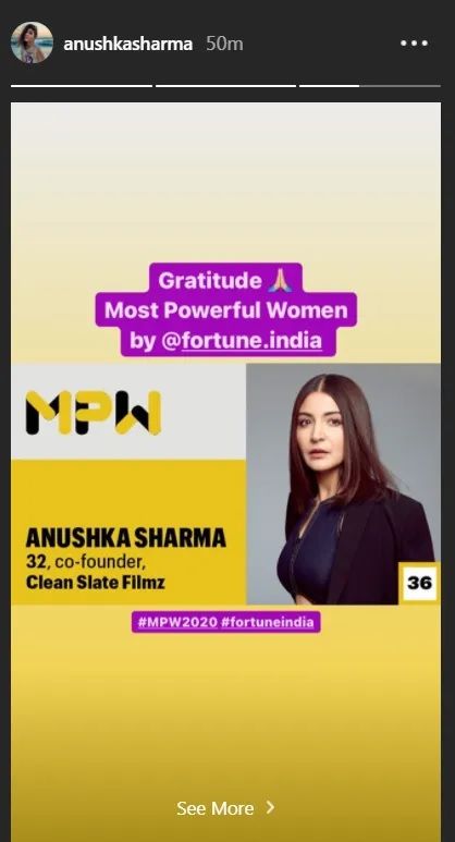 Anushka post on being Most powerful women