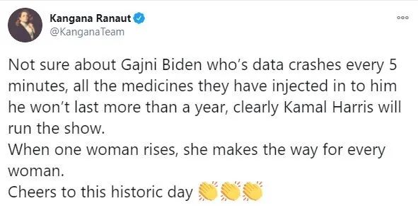 Kangna Ranaut on Biden