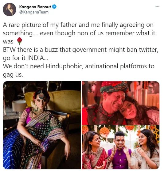 Kangna post about Twitter