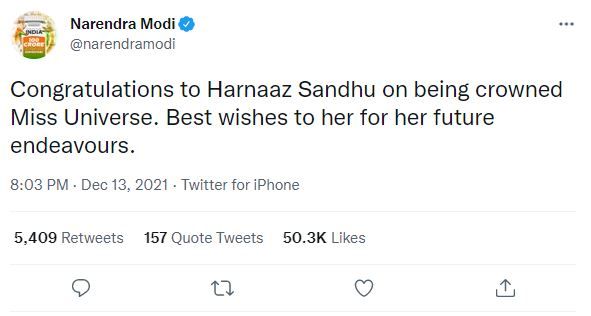 PM Modi Harnaaz Sandhu