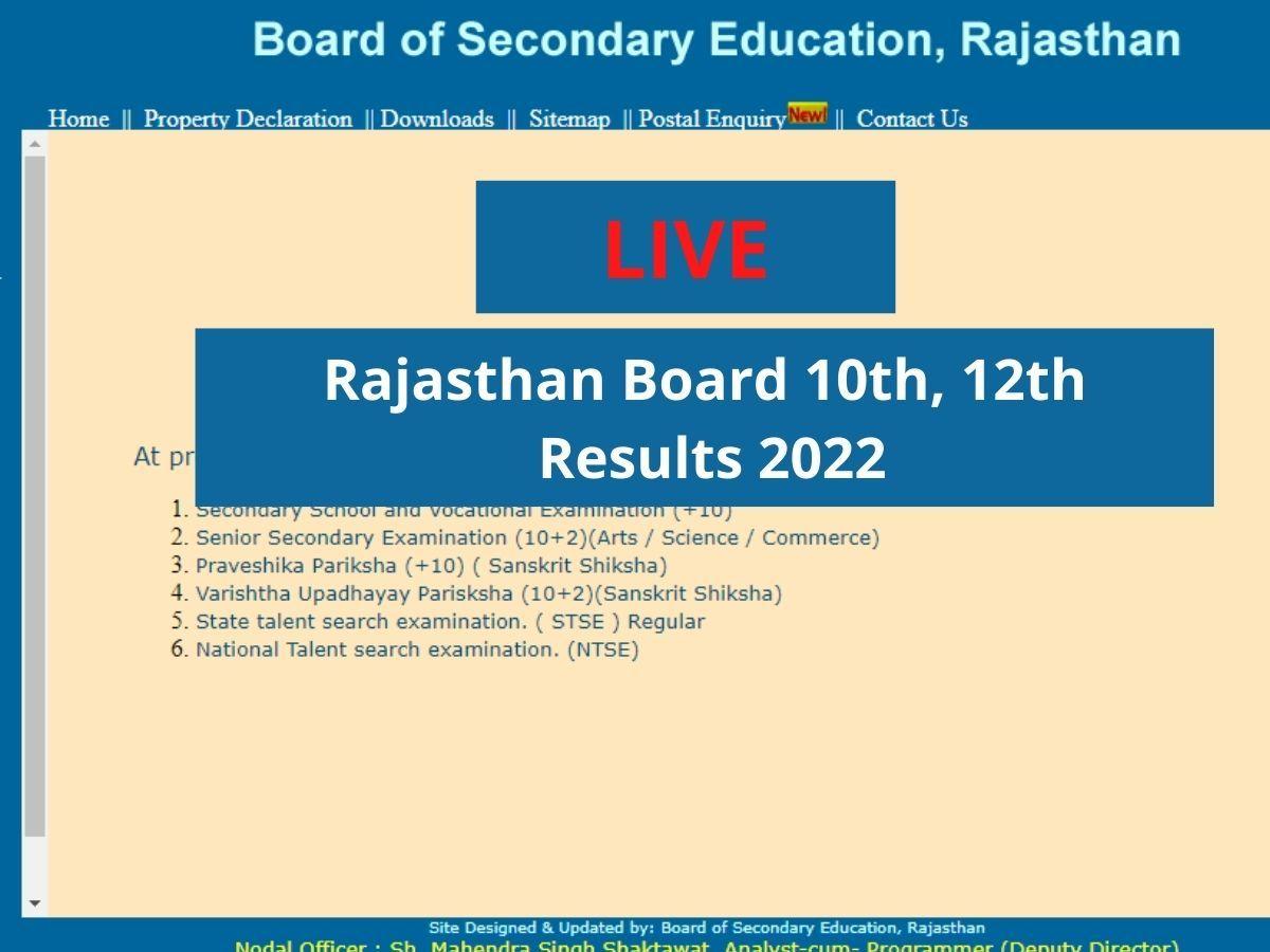 RBSE Rajasthan Board 10th, 12th Arts Result 2022 Kab Aayega Date