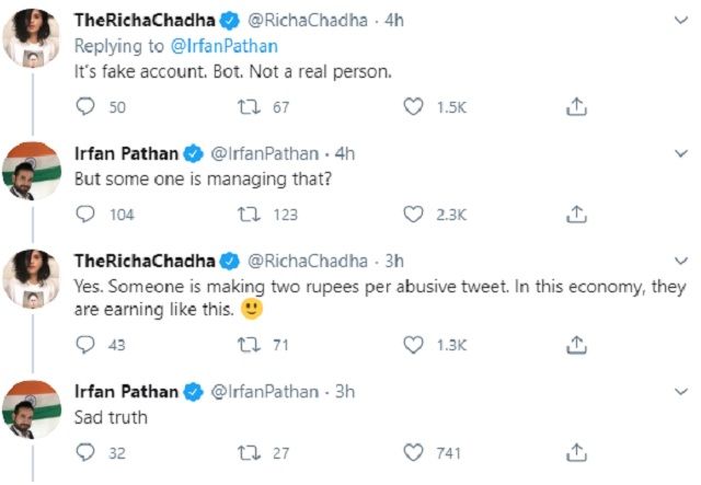 Richa Chaddha Irfan Pathan tweet