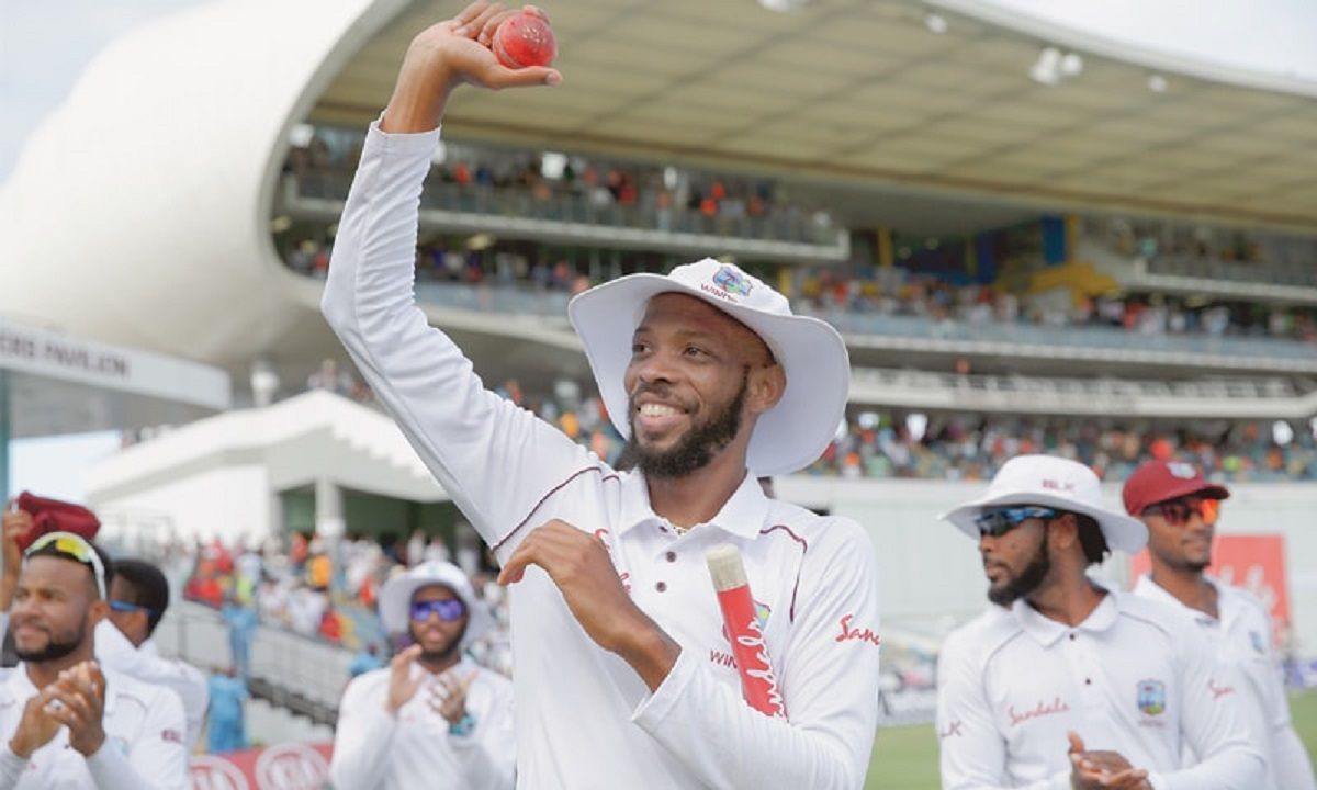 Roston Chase bowling in test cricket