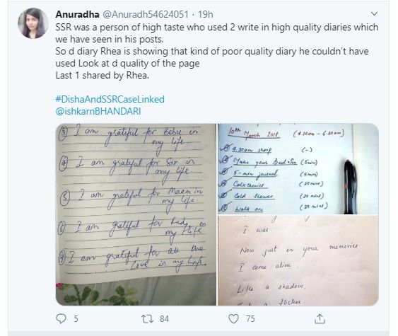 SSR handwriting fans reaction on note shared by Rhea