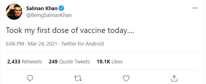 Salman takes first vaccine dose