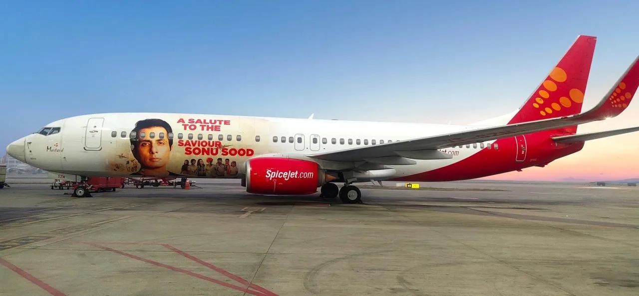 Sonu Sood photo on airline jet