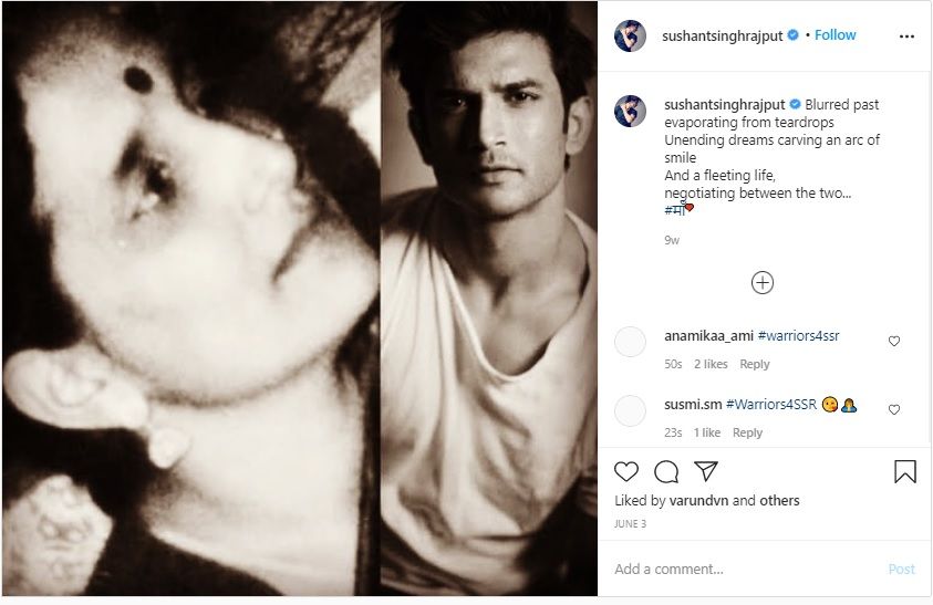 Sushant last social media post about mother