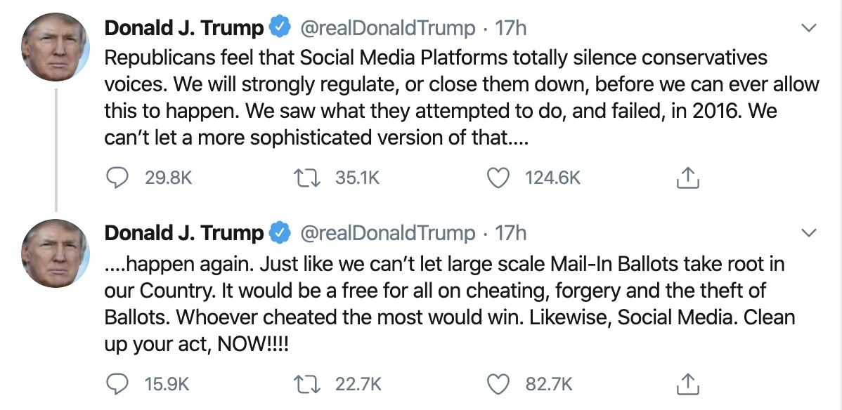 Trump tweets on Twitter controversy 