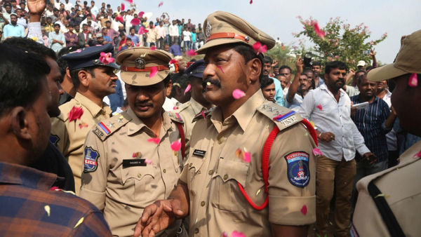 Hyderabad police meeting with locals