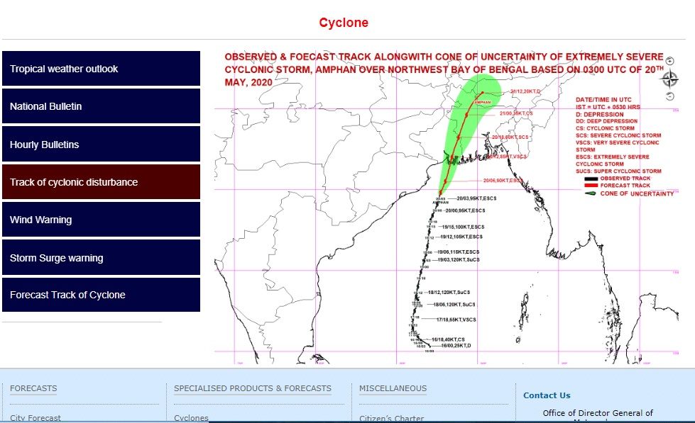 Amphan Cyclone satellite image