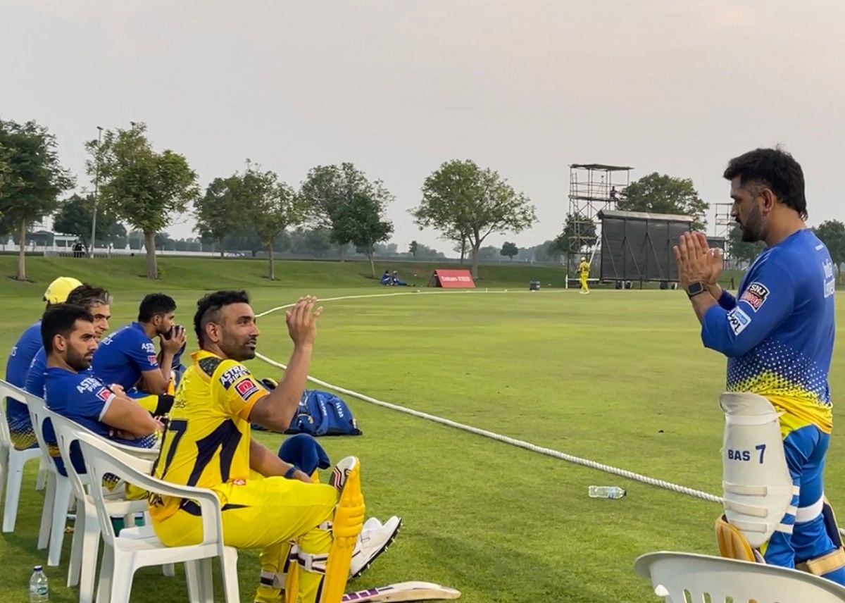 MS Dhoni with Chennai Super Kings in UAE