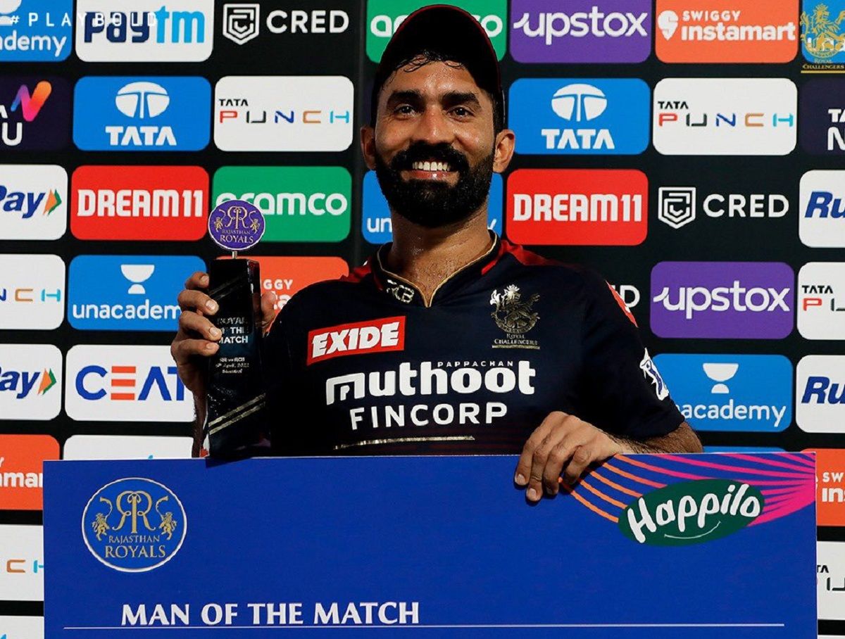 Dinesh Karthik man of the match against Rajasthan Royals in IPL 2022