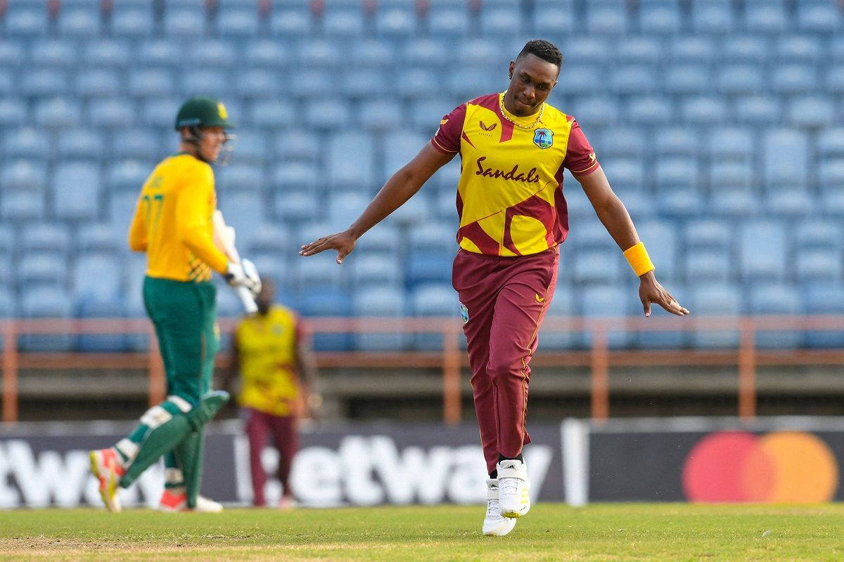 Dwayne Bravo against South Africa in fourth T20I at Grenada on 1st July 2021