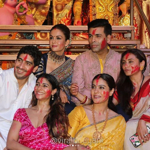 Kajol, Rani Mukherji, Tanisha Mukherji and Karan Johar