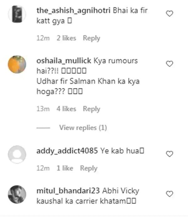 katrina vicky engagement rumor comments for Salman Khan