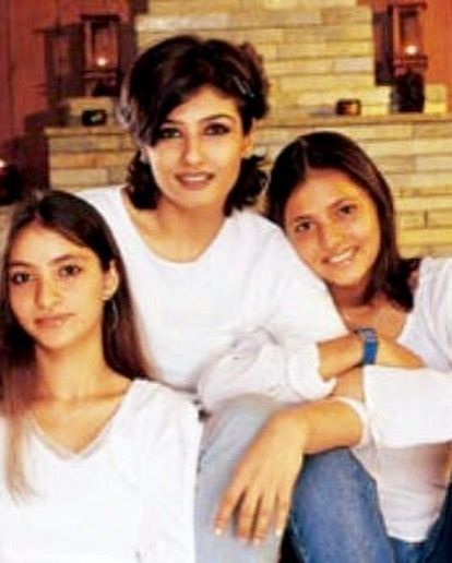 Raveena Tandon with her adopted daughters