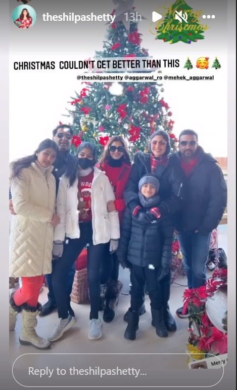 shilpa shetty christmas 2021 celebration photo