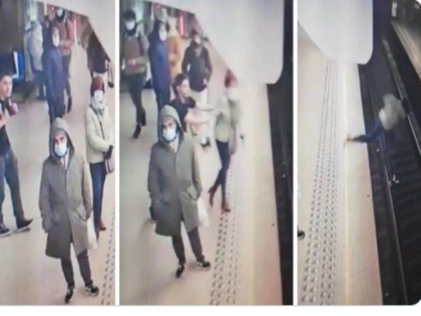 Accident Video Train stops inches away from woman pushed on tracks Shocking Video Goes Viral