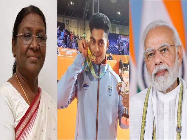 President Murmu and Modi congratulates weightlifter Achinta Sheuli for winning a Gold Medal in CWG