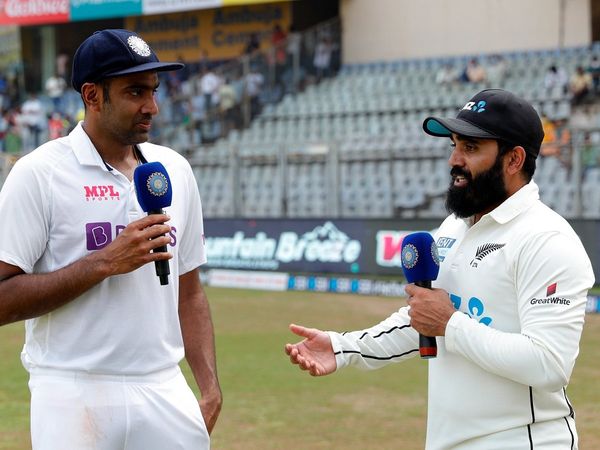Ajaz Patel with Ravichandran Ashwin
