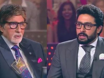 Amitabh Bachchan and Abhishek Bachchan in KBC 13, कौन बनेगा करोड़पति सीजन 13, केबीसी में अमिताभ बच्चन और अमिताभ बच्चन