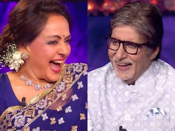 Amitabh Bachchan and Hema Malini in KBC 13, केबीसी 13 में अमिताभ बच्चन और हेमा मालिनी