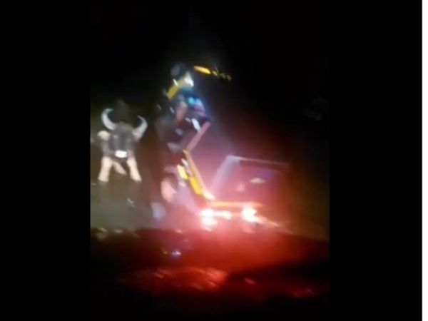 Viral Video bison gaur Wild Animal Attack on Auto Rikshaw