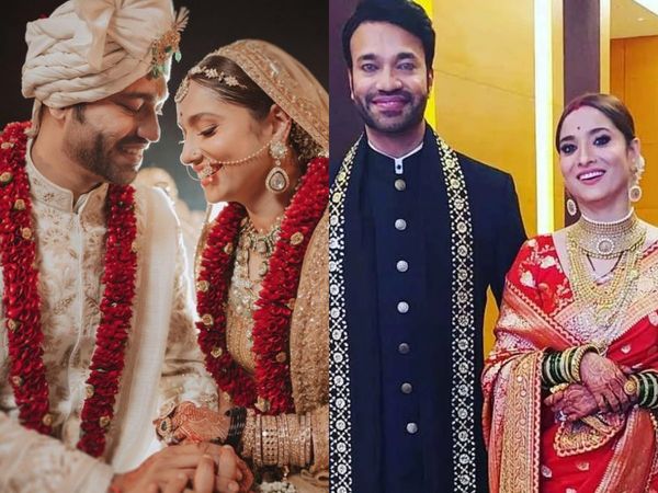 Ankita lokhande and vicky jain reception party dress, guests and pics, pictures of ankita lokhande and vicky jain reception party after wedding