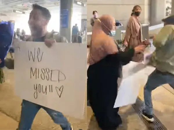 Man greets mother with flowers at airport, gets chappal ki pitai watch video