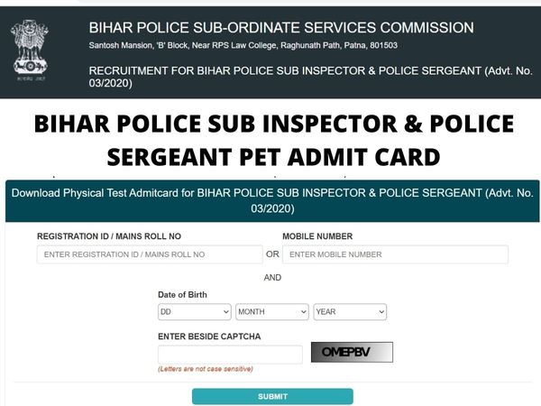 BPSSC SI PET Admit Card released