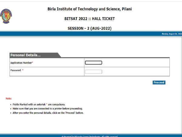 BITSAT 2022 Admit Card