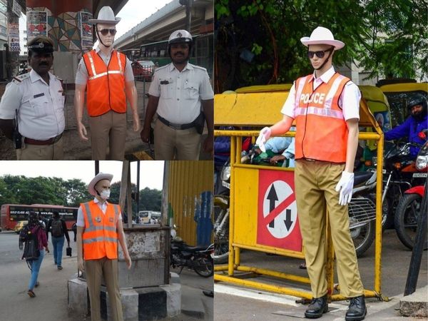 mannequins in police uniforms