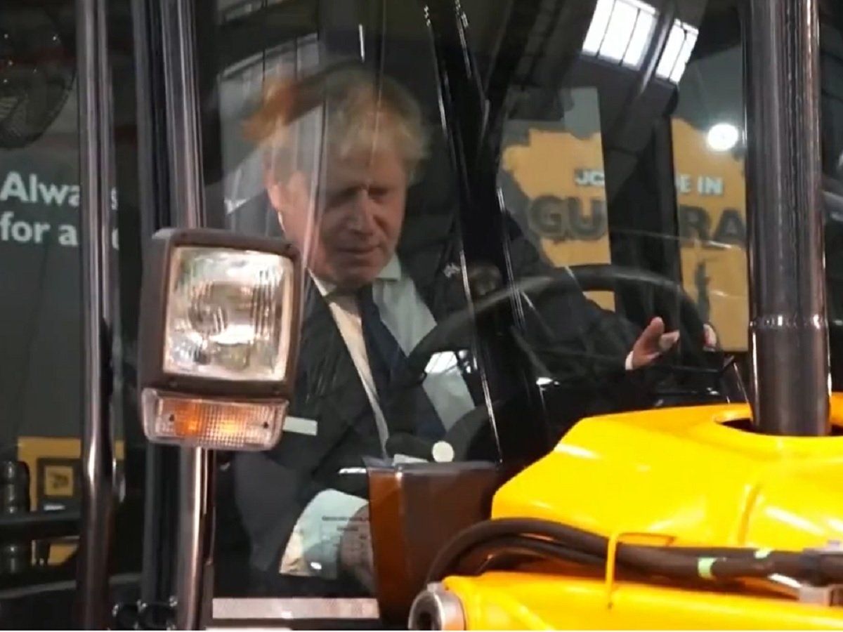 UK PM Boris Johnson visits JCB factory at Halol GIDC Panchmahal in