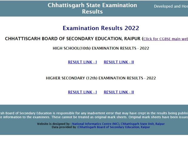 CGBSE Class 10th 12th Result 2022