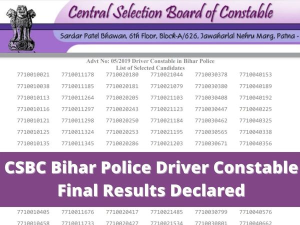 CSBC Bihar Police Driver Constable final results