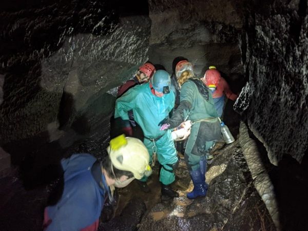 Caver rescued after 50ft plunge left him trapped underground for two days
