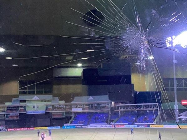 Chris Gayle breaks glass in CPL