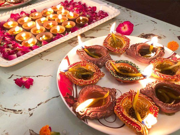 People lit lamps in Jaipur to commemorate the foundation stone of the Ram temple in Ayodhya