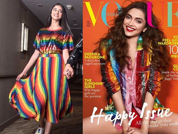Deepika Padukone & Ananya Panday in multi-coloured sequin outfit