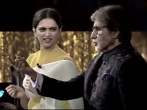 Amitabh Bachchan with Deepika Padukone in KBC 13