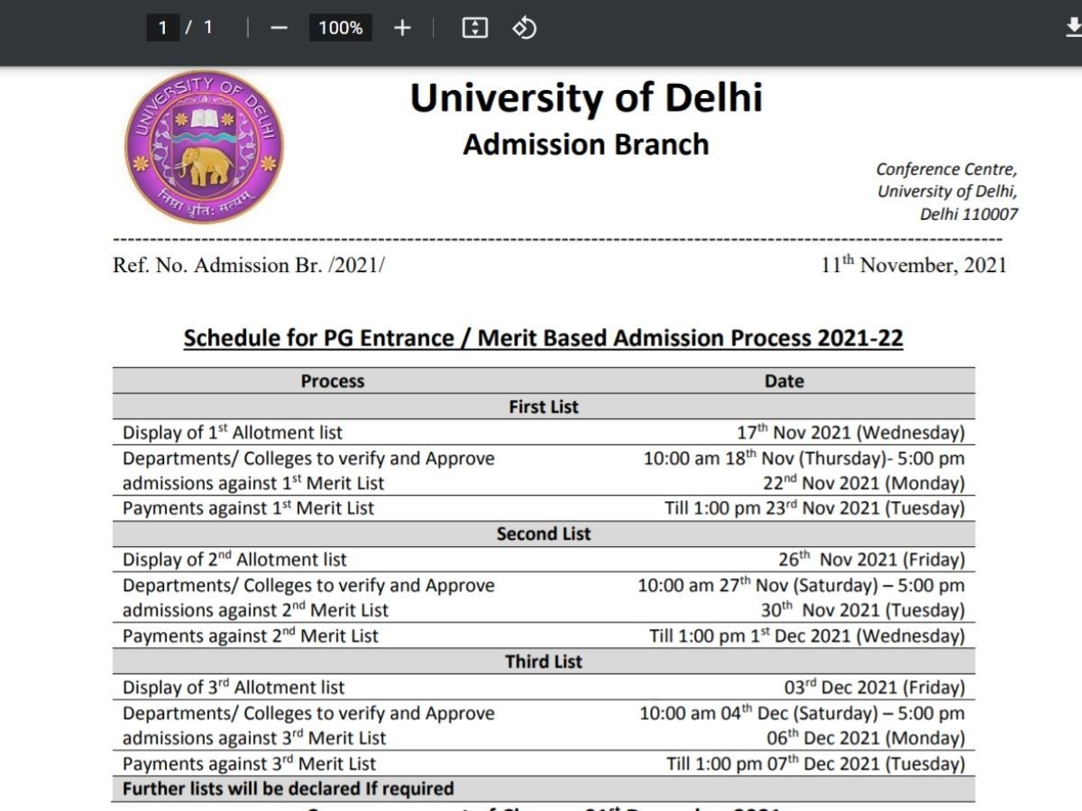 Du Pg Admissions 2021 Schedule Released 1335