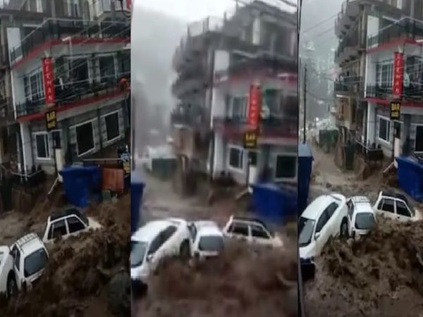 HimachalPradesh Flash flood in Bhagsu Nag, Dharamshala due to heavy rainfall