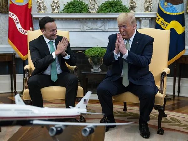 Donald trump did not shake with Irish PM Leo Varadkar says 'namaste' is ok 
