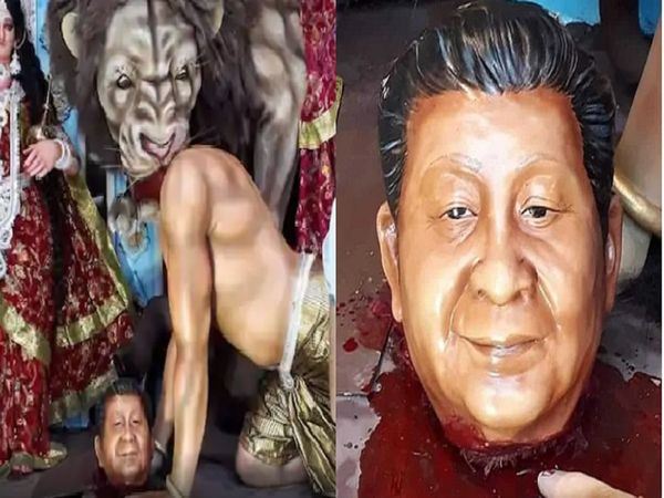 Durga Idol in Bengal Replaces Asur With Xi Jinping Photo Goes Viral