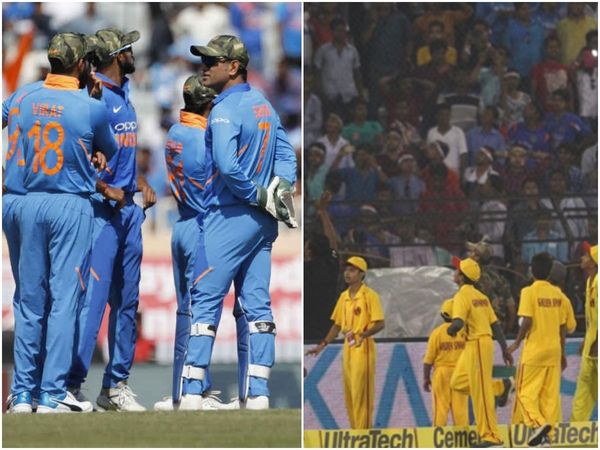 Indian cricket team and spectators