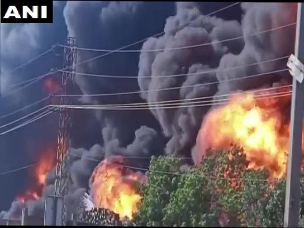 Fire breaks out at a chemical factory in Sikandra area of Agra