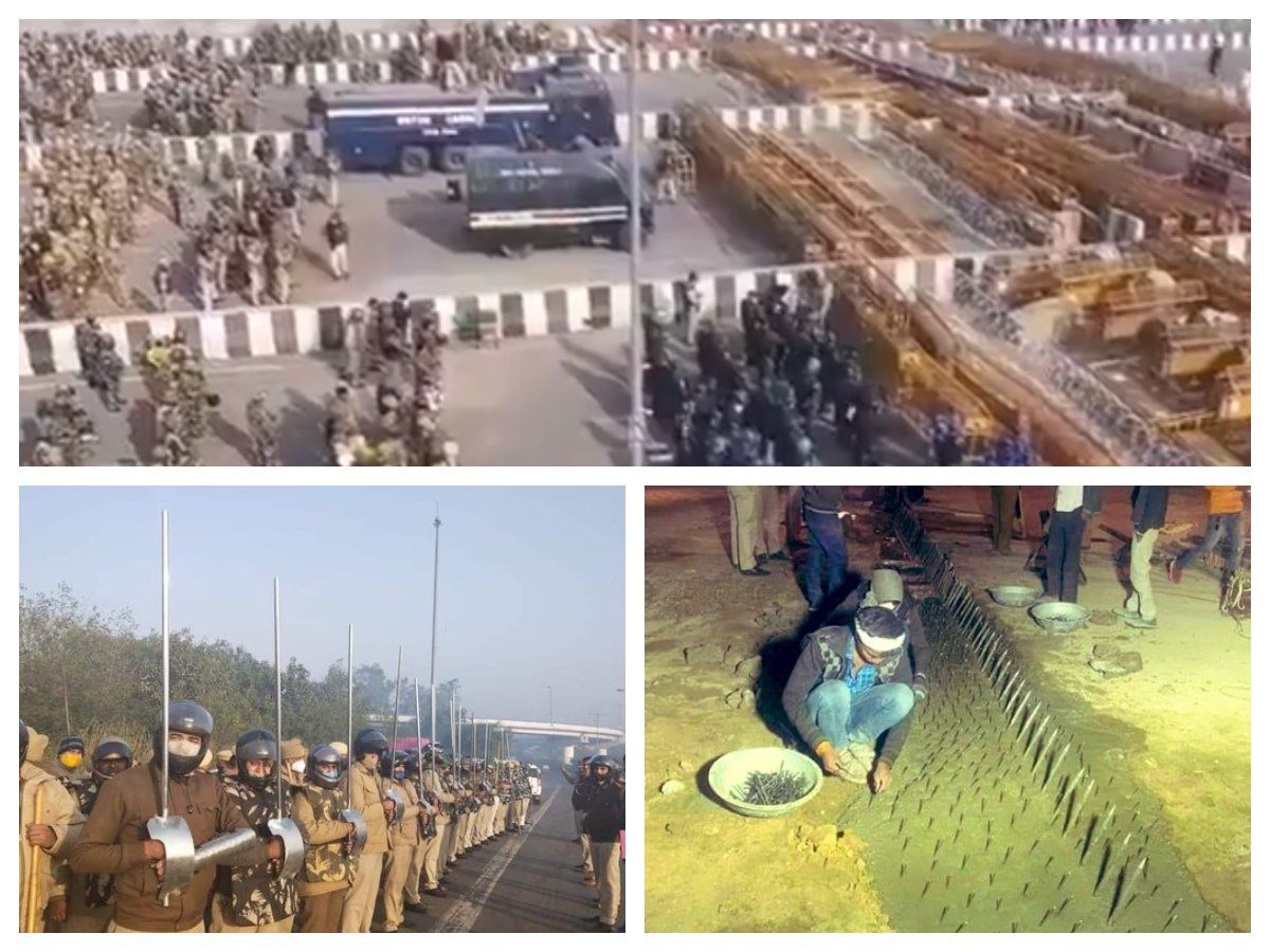 सड़कों पर लगाईं कीलें-जबरदस्त बैरिकेडिंग-स्टील की लाठी; किसानों के खिलाफ ऐसी है दिल्ली पुलिस की तैयारी