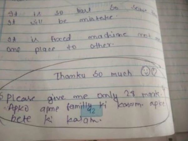 Student wrote unique and funny message in answer sheet photo goes viral 